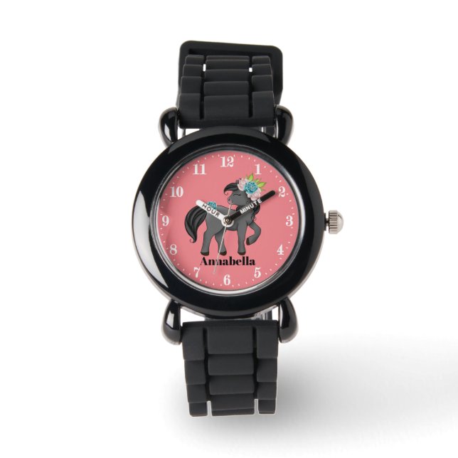 Cute horse lovers voegen naam toe horloge (Voorkant)