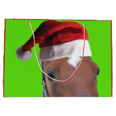 Cute Horse met een kerstcadeautje Pet Large Cadeautasje (Achterkant)