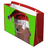 Cute Horse met een kerstcadeautje Pet Large Cadeautasje (Achterkant Gekanteld)