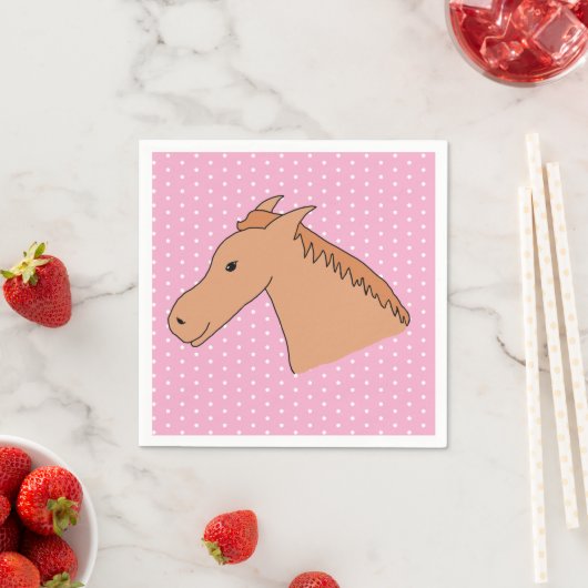 Cute Horse on Polkadot Background Paper Napkin Servet (Insitu)