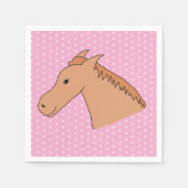 Cute Horse on Polkadot Background Paper Napkin Servet (Voorkant)