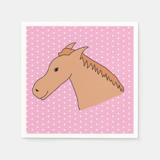 Cute Horse on Polkadot Background Paper Napkin Servet (Voorkant)