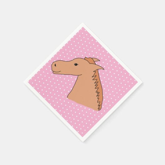 Cute Horse on Polkadot Background Paper Napkin Servet (Hoek)