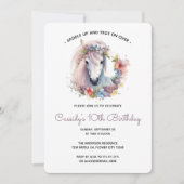 Cute Horse Pony Flowers Kids Birthday Party Kaart (Voorkant)