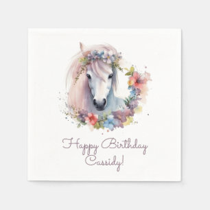Cute Horse Pony Flowers Kids Birthday Party Servet