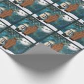 Cute Horse, Snowman, Santa en Reindeer Kerstmis Cadeaupapier (Hoek)