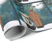 Cute Horse, Snowman, Santa en Reindeer Kerstmis Cadeaupapier (Rol Hoek)