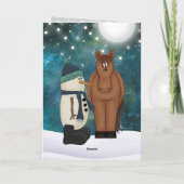 Cute Horse, Snowman, Santa en Reindeer Kerstmis Feestdagen Kaart (Achterkant)