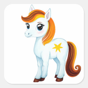 Cute Horse Vierkante Sticker