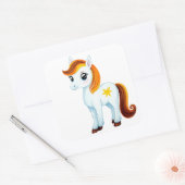Cute Horse Vierkante Sticker (Envelop)