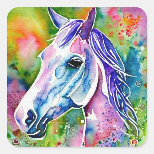 Cute Horse Vierkante Sticker (Voorkant)
