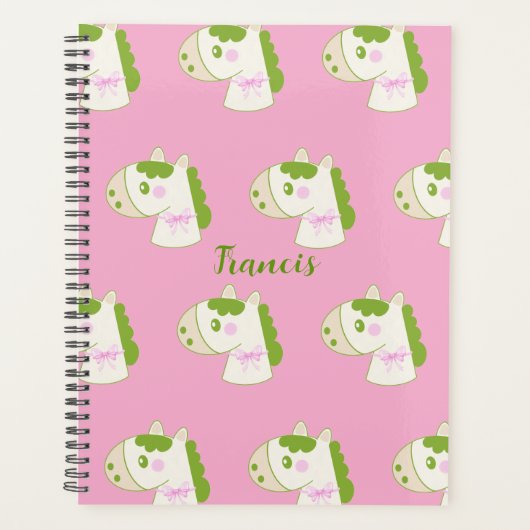 Cute Horses Personalized Pastel Planner (Voorkant)
