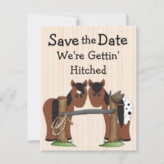 Cute Horses We're Getting Hitched Wedding Save The Date