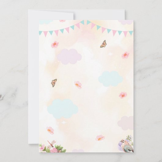 Cute Hot Air ballon 1e Waterverf Birthday RSVP Kaart (Achterkant)