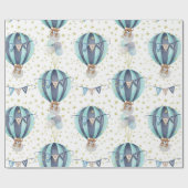 Cute Hot Air ballon Blue Baby Boy Shower Gift Cadeaupapier (Vlak)