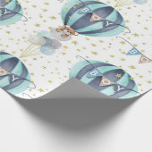 Cute Hot Air ballon Blue Baby Boy Shower Gift Cadeaupapier (Hoek)