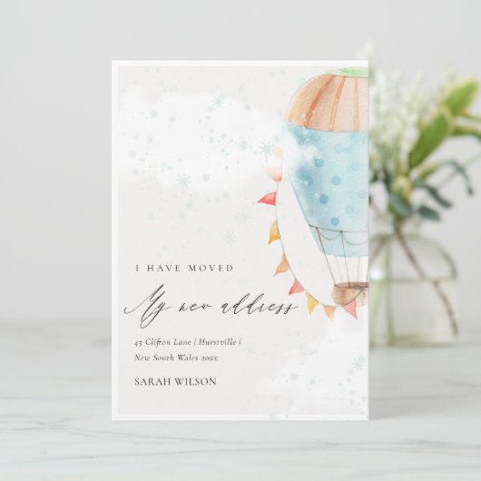 Cute Hot Air Ballon Clouds Star I heeft Kaart verp (Staand voorkant)