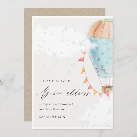 Cute Hot Air Ballon Clouds Star I heeft Kaart verp (Voorkant / Achterkant)