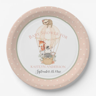 Cute Hot Air Ballon Giraffe Zebra Hartelijk dank Papieren Bordje