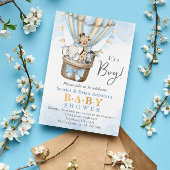 Cute Hot Air Ballon Safari Animals Baby shower Kaart