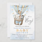 Cute Hot Air Ballon Safari Animals Baby shower Kaart (Voorkant)