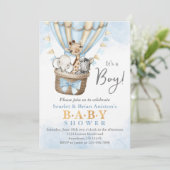 Cute Hot Air Ballon Safari Animals Baby shower Kaart (Staand voorkant)