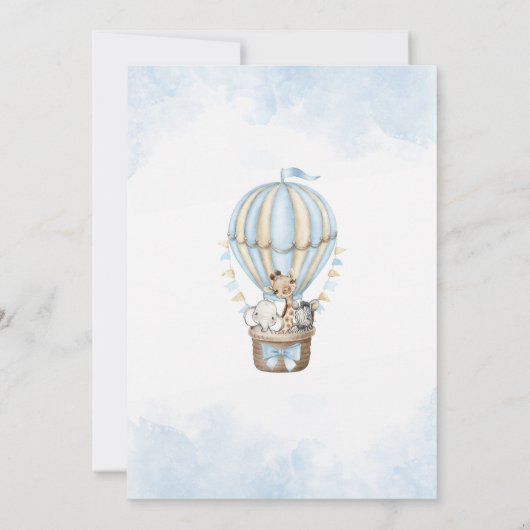 Cute Hot Air Ballon Safari Animals Baby shower Kaart (Achterkant)