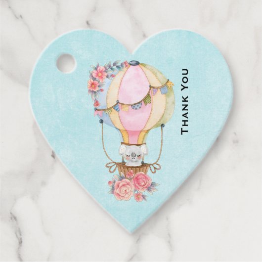 Cute Hot Air Ballon Waterverf Hartelijk dank Bedankjes Labels (Voorkant)