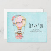 Cute Hot Air Ballon Waterverf Hartelijk dank Briefkaart (Voorkant / Achterkant)