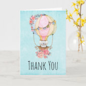 Cute Hot Air Ballon Waterverf Hartelijk dank Kaart (Gele Bloem)