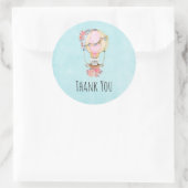 Cute Hot Air Ballon Waterverf Hartelijk dank Ronde Sticker (Tas)