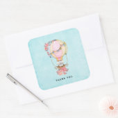 Cute Hot Air Ballon Waterverf Hartelijk dank Vierkante Sticker (Envelop)