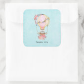Cute Hot Air Ballon Waterverf Hartelijk dank Vierkante Sticker (Tas)
