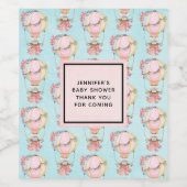 Cute Hot Air Ballon Waterverf Pattern Shower Wijn Etiket (Enkel label)