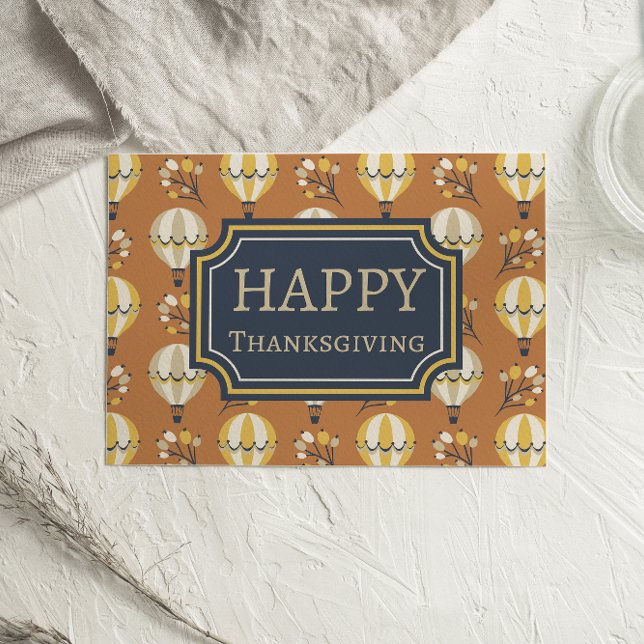 Cute Hot Air-ballonnen Happy Thanksgiving-kaart (Creator heeft geüpload)