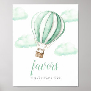 Cute Hot Air Balloon Baby Shower Favoren Bordje Poster