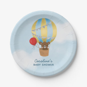 Cute Hot Air Balloon Boy Baby shower Papieren Bordje