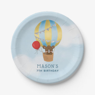 Cute Hot Air Balloon Boy Birthday Party Papieren Bordje