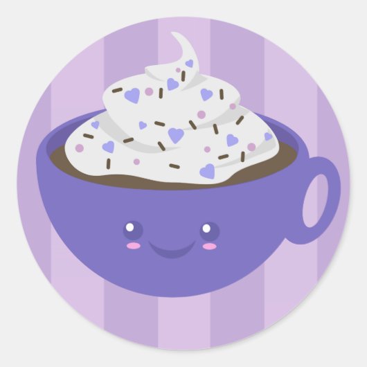 Cute Hot Chocolade Ronde Sticker (Voorkant)