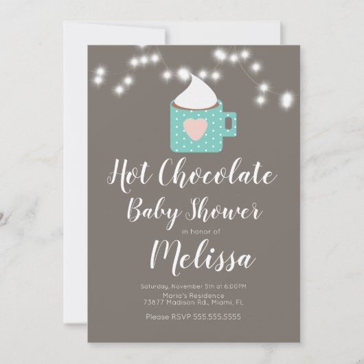 Cute Hot Chocolate Campfire Mok Baby shower Kaart (Voorkant)