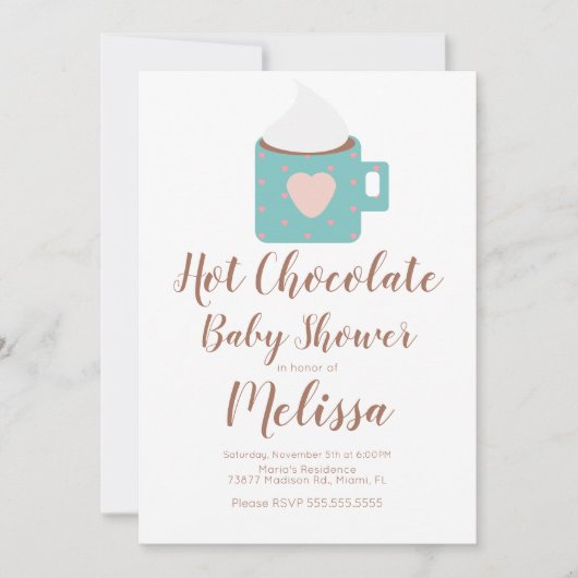 Cute Hot Chocolate Campfire Mok Girl Baby shower I Kaart (Voorkant)