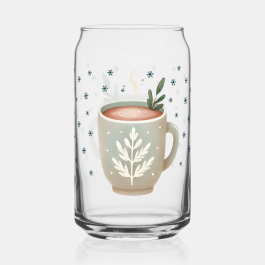 Cute Hot Cocoa Cup Snowflakes Kids Name Blikvorm Glas (Achterkant)