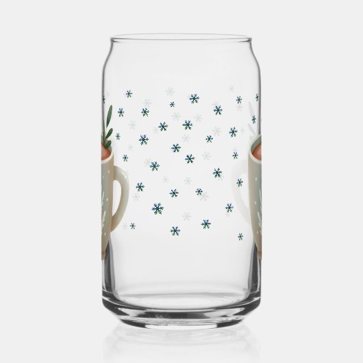 Cute Hot Cocoa Cup Snowflakes Kids Name Blikvorm Glas (Links)