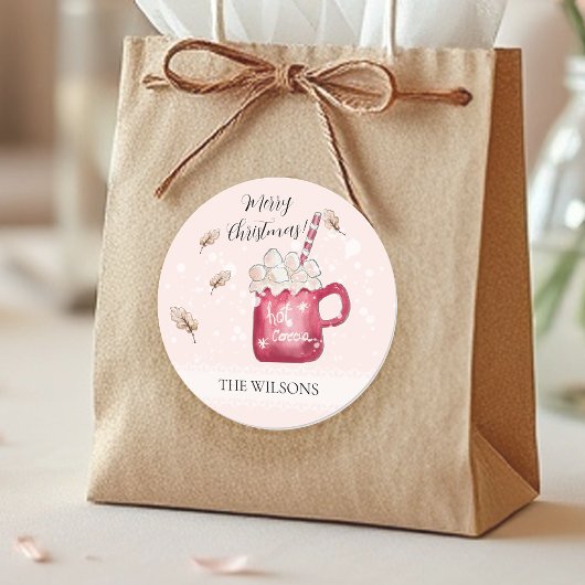 Cute Hot Cocoa Holiday Illustration Ronde Sticker