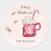 Cute Hot Cocoa Holiday Illustration Ronde Sticker (Voorkant)
