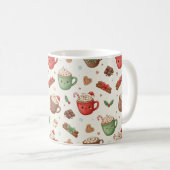 Cute Hot Cocoa Pattern – Festive Illustrated Mugs Koffiemok (Voorkant rechts)