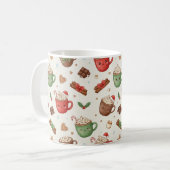 Cute Hot Cocoa Pattern – Festive Illustrated Mugs Koffiemok (Voorkant links)