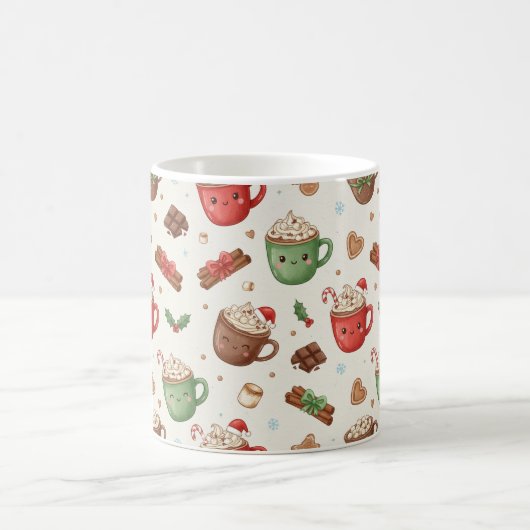 Cute Hot Cocoa Pattern – Festive Illustrated Mugs Koffiemok (Center)