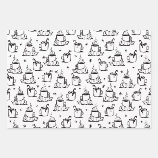 Cute Hot Coffee Seamless Patroon Inpakpapier Vel (Voorkant)