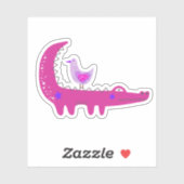 Cute Hot Pink Alligator en Seagull-laptop Sticker (Vel)